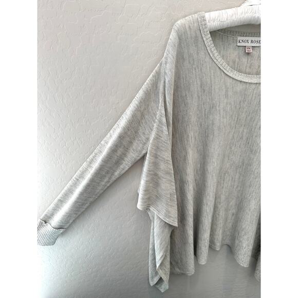 KNOX ROSE | Light Gray Oversized Long Sleeve Top Boho Drop Shoulder Tunic | S/M - Picture 3 of 8
